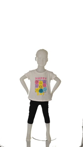 T-SHIRT BAMBINA MEZZA MANICA STONDATA STAMPA SMILE INSERTI MARCA LOSAN ART.216-1009AL