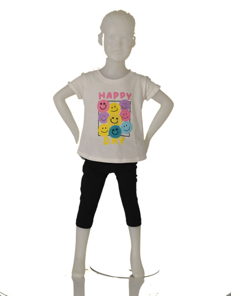 T-SHIRT BAMBINA MEZZA MANICA STONDATA STAMPA SMILE INSERTI MARCA LOSAN ART.216-1009AL