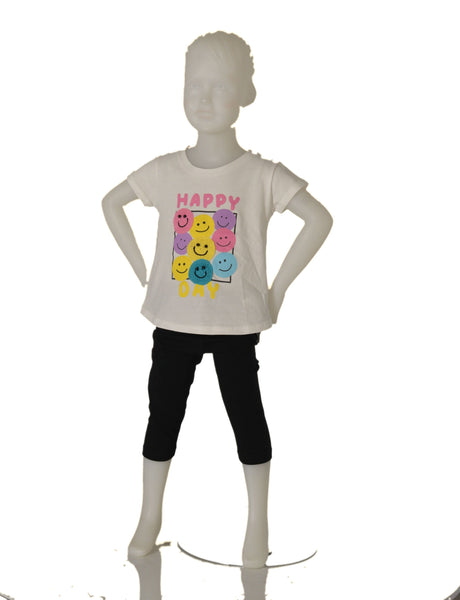 T-SHIRT BAMBINA MEZZA MANICA STONDATA STAMPA SMILE INSERTI MARCA LOSAN ART.216-1009AL