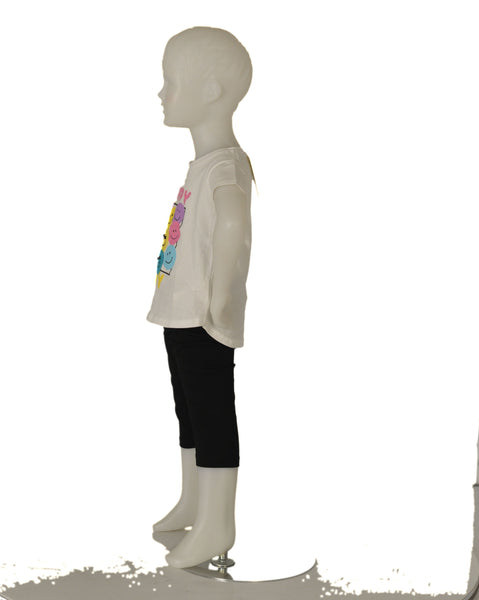 T-SHIRT BAMBINA MEZZA MANICA STONDATA STAMPA SMILE INSERTI MARCA LOSAN ART.216-1009AL