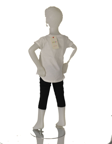 T-SHIRT BAMBINA MEZZA MANICA STONDATA STAMPA SMILE INSERTI MARCA LOSAN ART.216-1009AL