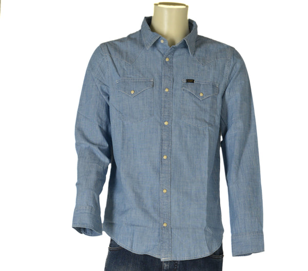 CAMICIA JEANS UOMO COTONE BOTTONI TASCHINE MARCA LEE ART.L66WNS35