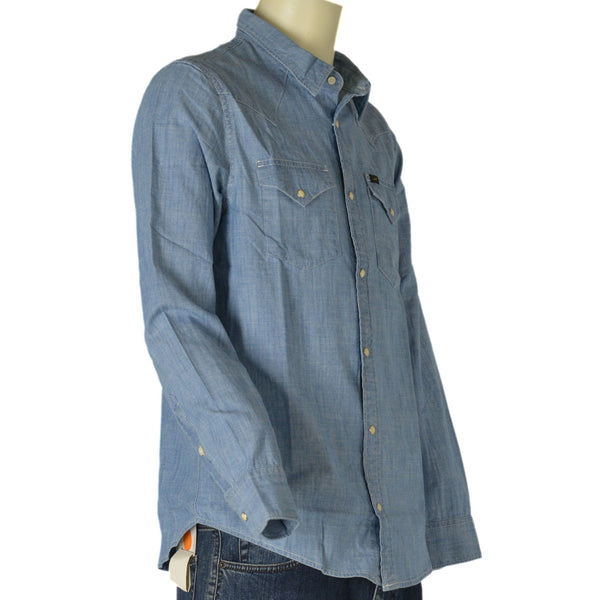 CAMICIA JEANS UOMO COTONE BOTTONI TASCHINE MARCA LEE ART.L66WNS35