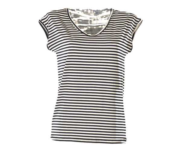 T-SHIRT DONNA GIROCOLLO MANICA SCESA RIGHE MARCA SILCO ART.982