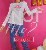 PIGIAMA DONNA RAGAZZA PURO COTONE GIROCOLLO FANTASIA FENICOTTERO MARCA NOTTINGHAM ART.37050