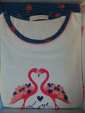 PIGIAMA DONNA RAGAZZA PURO COTONE GIROCOLLO FANTASIA FENICOTTERO MARCA NOTTINGHAM ART.37050