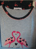 PIGIAMA DONNA RAGAZZA PURO COTONE GIROCOLLO FANTASIA FENICOTTERO MARCA NOTTINGHAM ART.37050