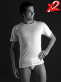 MAGLIA FRAGI UOMO RAGAZZO PURO COTONE MEZZA MANICA ART.AMERICA COLLO BASSO - SET DI 2 PEZZI