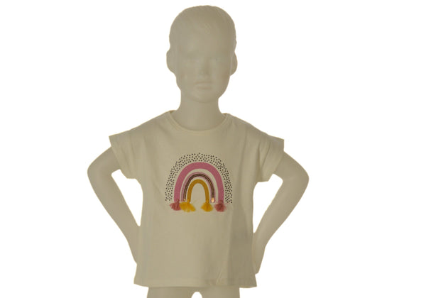 T-SHIRT BAMBINA MEZZA MANICA GIROCOLLO STAMPA NAPPINE PAILLETTE MARCA LOSAN ART.216-1002AL