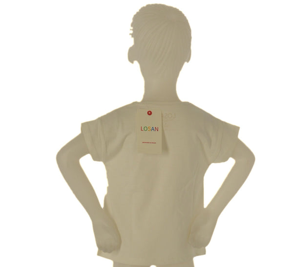 T-SHIRT BAMBINA MEZZA MANICA GIROCOLLO STAMPA NAPPINE PAILLETTE MARCA LOSAN ART.216-1002AL