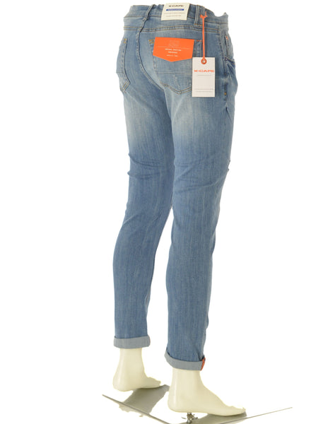 JEANS UOMO ZIP BOTTONE RISVOLTO ABRASIONI MARCA INCOR ART.REMIX