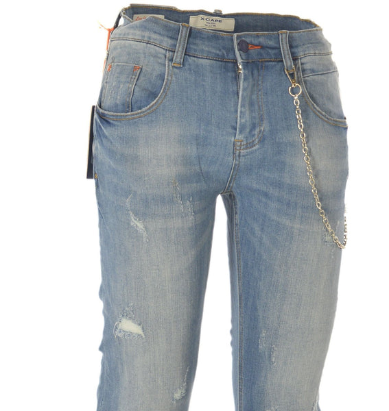 JEANS UOMO ZIP BOTTONE RISVOLTO ABRASIONI MARCA INCOR ART.REMIX