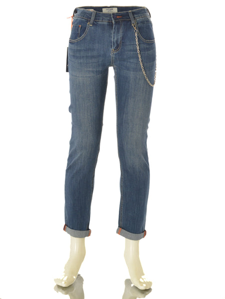 JEANS UOMO ZIP BOTTONE CINQUETASCHE RISVOLTO CATENELLA MARCA INCOR ART.SLOWLY