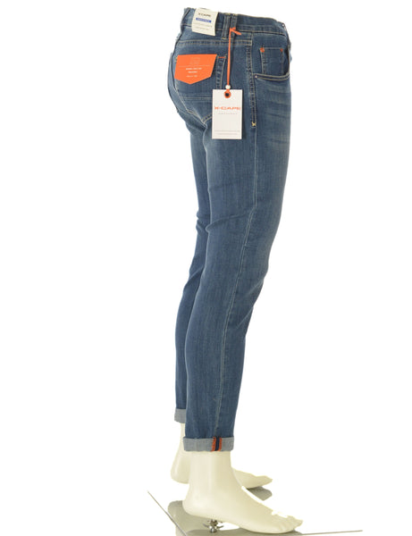 JEANS UOMO ZIP BOTTONE CINQUETASCHE RISVOLTO CATENELLA MARCA INCOR ART.SLOWLY