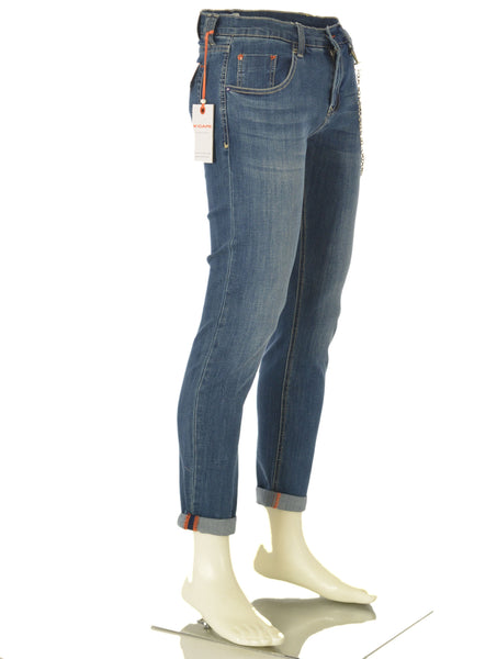 JEANS UOMO ZIP BOTTONE CINQUETASCHE RISVOLTO CATENELLA MARCA INCOR ART.SLOWLY