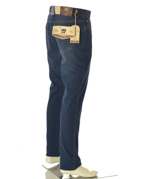 JEANS UOMO ZIP BOTTONE CINQUE TASCHE SCURO MARCA WAMPUM ART.11704-1E14