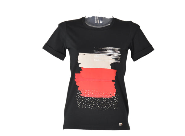 T-SHIRT DONNA MEZZA MANICA GIROCOLLO SPACCHETTI RISVOLTO STAMPA MARCA MAGLIFICIO DI NIBIONNO ART.S615904C