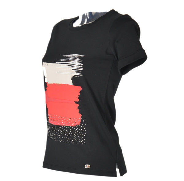 T-SHIRT DONNA MEZZA MANICA GIROCOLLO SPACCHETTI RISVOLTO STAMPA MARCA MAGLIFICIO DI NIBIONNO ART.S615904C