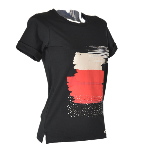T-SHIRT DONNA MEZZA MANICA GIROCOLLO SPACCHETTI RISVOLTO STAMPA MARCA MAGLIFICIO DI NIBIONNO ART.S615904C