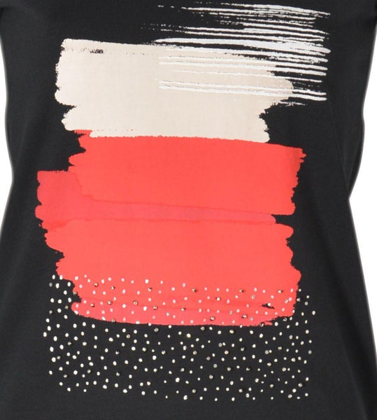 T-SHIRT DONNA MEZZA MANICA GIROCOLLO SPACCHETTI RISVOLTO STAMPA MARCA MAGLIFICIO DI NIBIONNO ART.S615904C