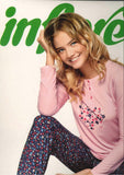 PIGIAMA DONNA LUNGO COTONE ELASTICO BOTTONI POLSINI STAMPA MARCA LORMAR INFIORE ART.BLM650663