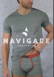 COMPLETO INTIMO ELASTICIZZATO UOMO MAGLIA GIROCOLLO BOXER MARCA NAVIGARE ART.B211698