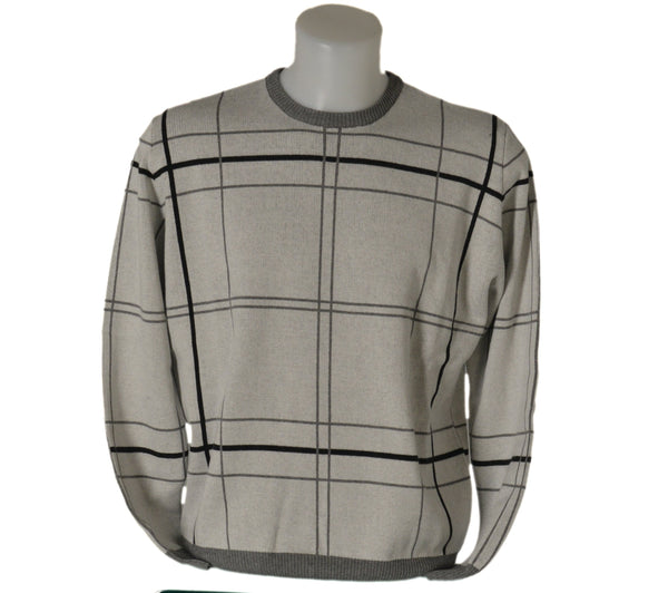 MAGLIONE UOMO GIROCOLLO POLSINI FASCIA RIGHE MARCA 20 TERZI ART.1070/80