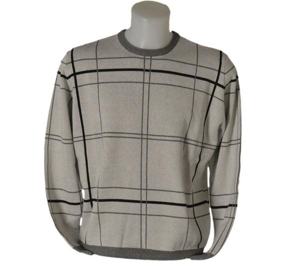 MAGLIONE UOMO GIROCOLLO POLSINI FASCIA RIGHE MARCA 20 TERZI ART.1070/80