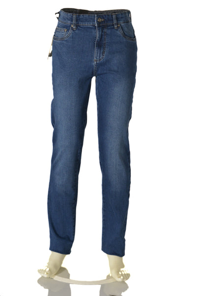 JEANS UOMO ZIP BOTTONE CINQUE TASCHE VITA MEDIA REGOLARE STRETCH MARCA WAMPUM ART.1F87-11704