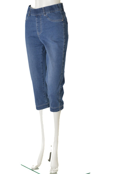 JEGGINGS DONNA ELASTICO TASCHE TRE QUARTI LARGHI STRASS MARCA EMANUELA COSTA ART.EC6482