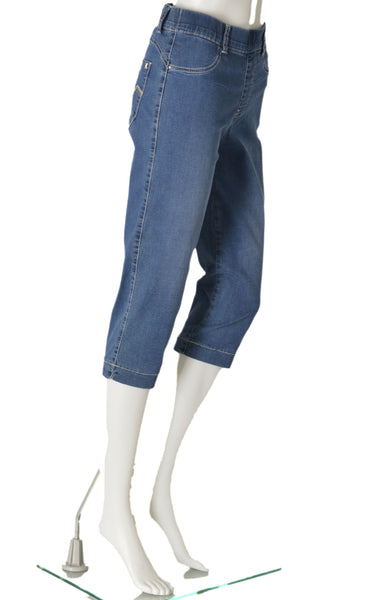 JEGGINGS DONNA ELASTICO TASCHE TRE QUARTI LARGHI STRASS MARCA EMANUELA COSTA ART.EC6482
