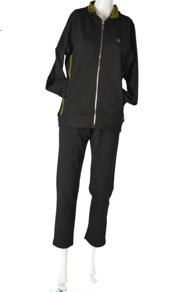 TUTA DONNA ZIP TASCHE RICAMO ELASTICO FELPATA MARCA COVERI ART.DF3199