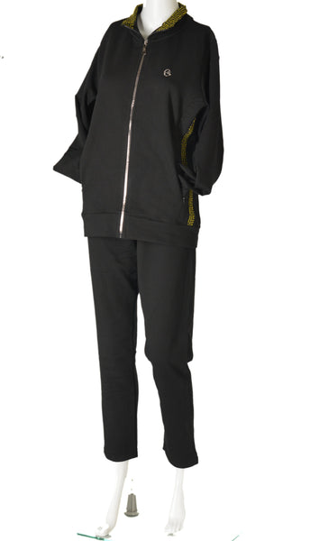 TUTA DONNA ZIP TASCHE RICAMO ELASTICO FELPATA MARCA COVERI ART.DF3199