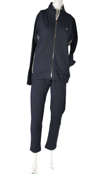 TUTA DONNA ZIP TASCHE RICAMO ELASTICO FELPATA MARCA COVERI ART.DF3199