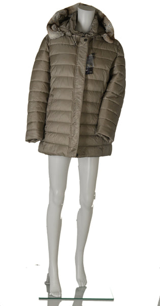 GIACCONE DONNA CONFORMATO ZIP BOTTONI TASCHE COULISSE CAPPUCCIO ECOPELLICCIA MARCA FOUR STREETS ART. T250SP