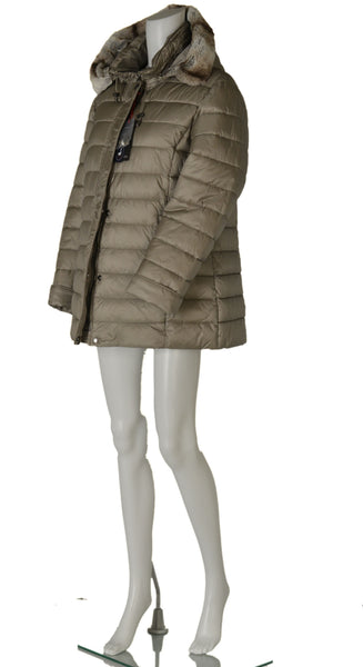 GIACCONE DONNA CONFORMATO ZIP BOTTONI TASCHE COULISSE CAPPUCCIO ECOPELLICCIA MARCA FOUR STREETS ART. T250SP