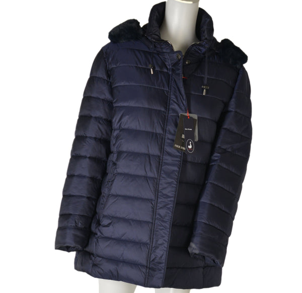 GIACCONE DONNA CONFORMATO ZIP BOTTONI TASCHE COULISSE CAPPUCCIO ECOPELLICCIA MARCA FOUR STREETS ART. T250SP