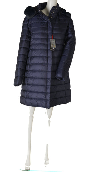 GIACCONE DONNA CONFORMATO ZIP BOTTONI CAPPUCCIO ECOPELLICCIA TASCHE  MARCA FOUR STREETS ART.T251SP