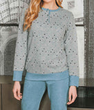 PIGIAMA DONNA FANTASIA POIS SERAFINO PANTALONI POLSINI MARCA NOTTINGHAM ART 37982
