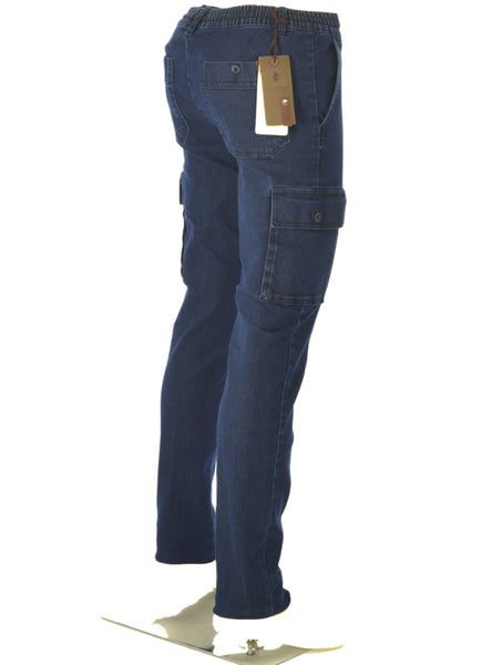 JEANS CARGO UOMO RAGAZZO TASCHE COULISSE ZIP BOTTONE SEA BARRIER ART.BAROLO71