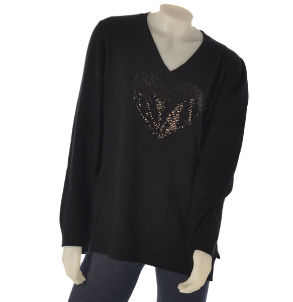 MAGLIONE DONNA RAGAZZA CURVY VISCOSA SCOLLO A V CUORE MARCA DOLCEMENTE ART.10