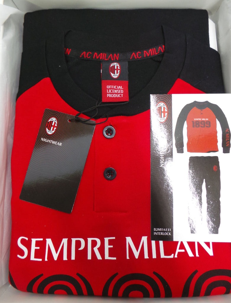 PIGIAMA UOMO TERMO COTONE LUNGO POLSINI LOGO SQUADRA MILAN ART.MI14131