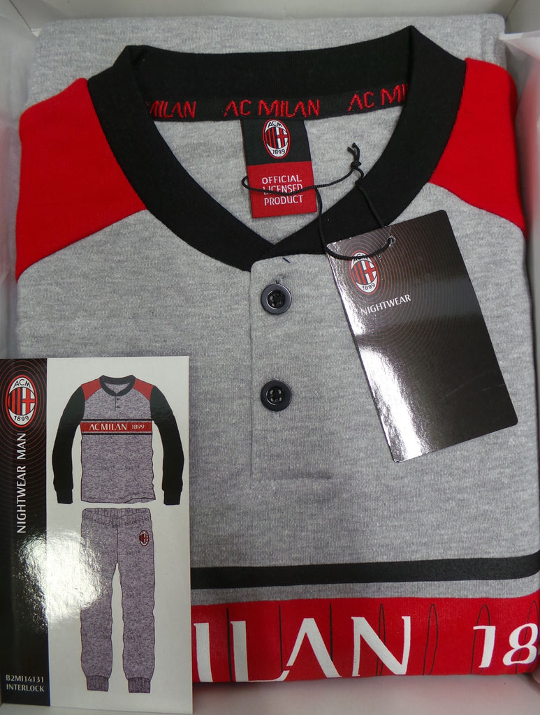 PIGIAMA UOMO TERMO COTONE LUNGO POLSINI LOGO SQUADRA MILAN ART.MI14131 –  Abba MODA