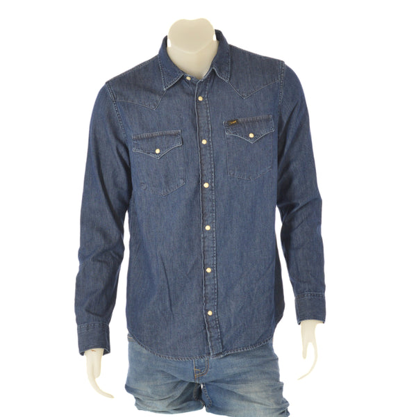 CAMICIA UOMO JEANS AUTOMATICI TASCHE REGULAR STONDATA MARCA LEE ART.L66WCUVK