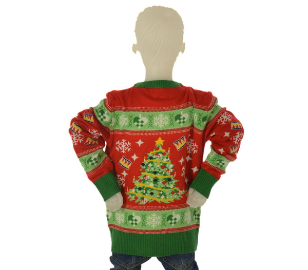 MAGLIONE BAMBINO NATALE GIROCOLLO POLSINI FASCIA LUCI MARCA JULE ART. LEDKIDS7