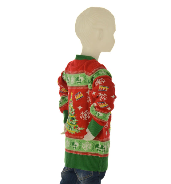 MAGLIONE BAMBINO NATALE GIROCOLLO POLSINI FASCIA LUCI MARCA JULE ART. LEDKIDS7