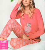 PIGIAMA DONNA RAGAZZA SERAFINO GATTO CUORI PURO COTONE MARCA INFIORE ART.AMR0670