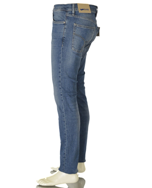 JEANS UOMO ZIP BOTTONE CINQUE TASCHE SKINNY CHIARO MARCA GAS ART. SAX