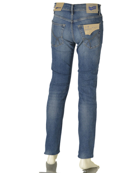 JEANS UOMO ZIP BOTTONE CINQUE TASCHE SKINNY CHIARO MARCA GAS ART. SAX