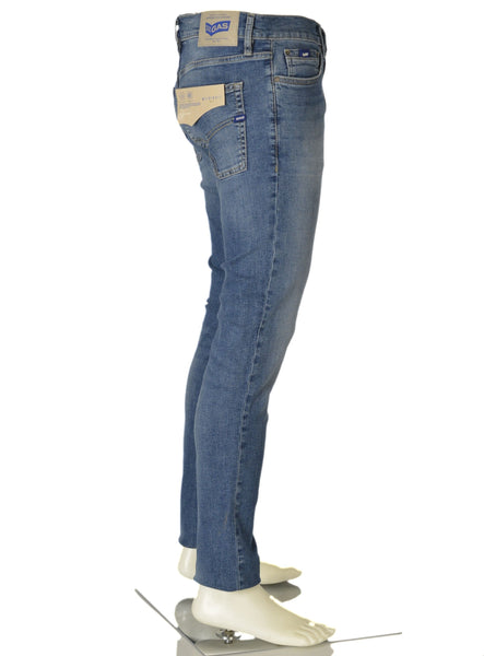 JEANS UOMO ZIP BOTTONE CINQUE TASCHE SKINNY CHIARO MARCA GAS ART. SAX